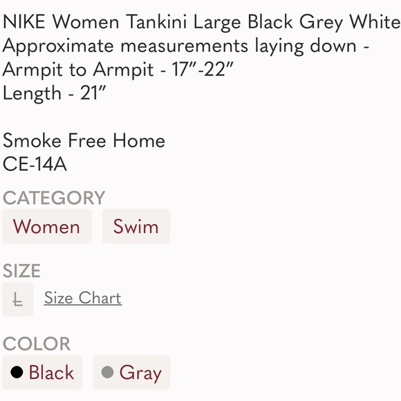 NIKE Women Tankini XL Black Grey White Size L NWT - Picture 12 of 12